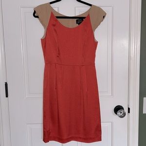 Coral hammered silk cocktail dress